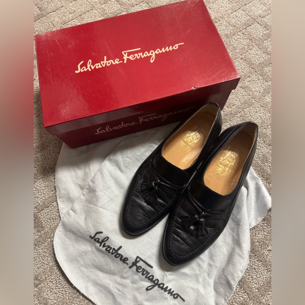 Salvatore Ferragamo Black Leather Loafers